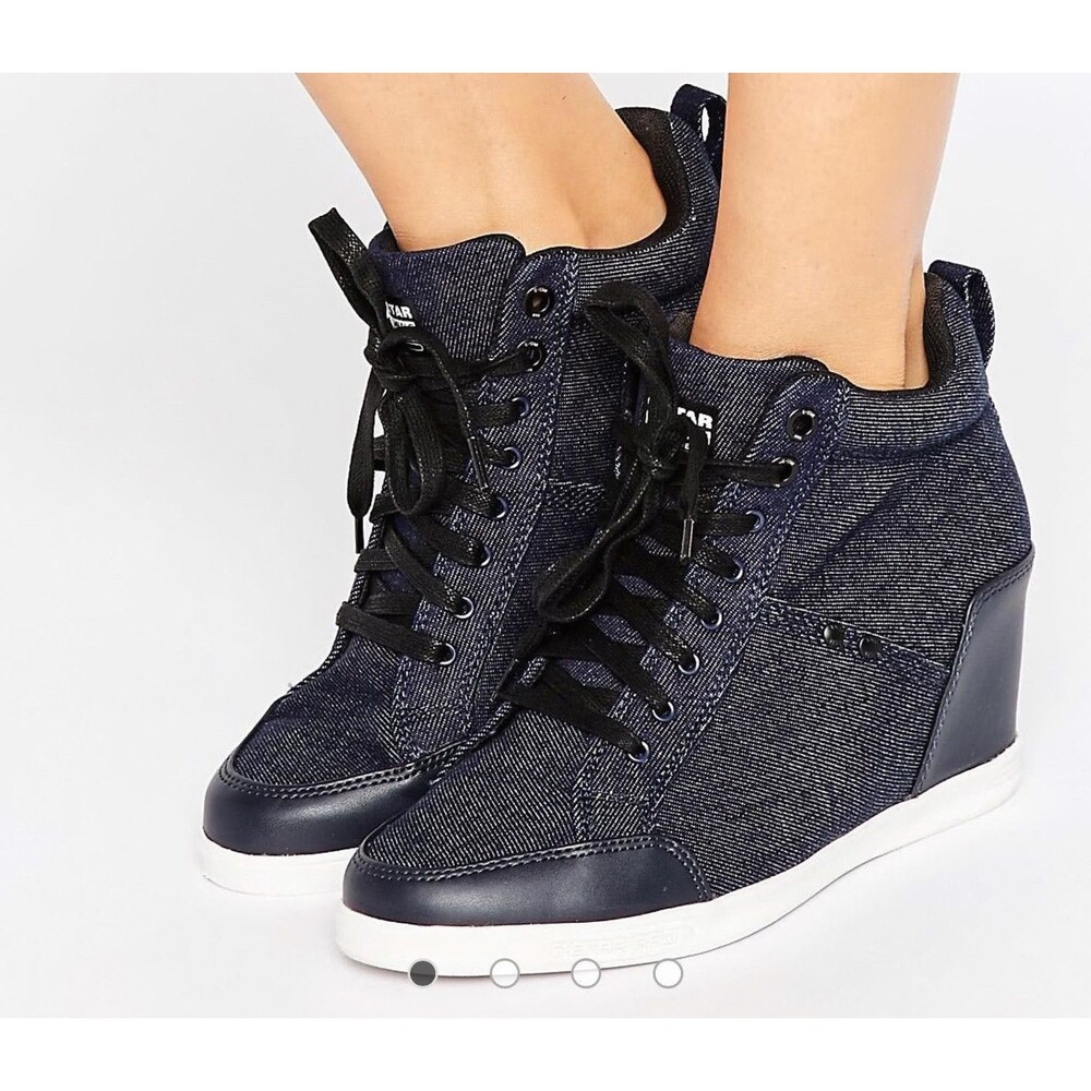 G Star Raw New Labor High Top Wedge Denim Sneakers Shoes Women's Sz 9